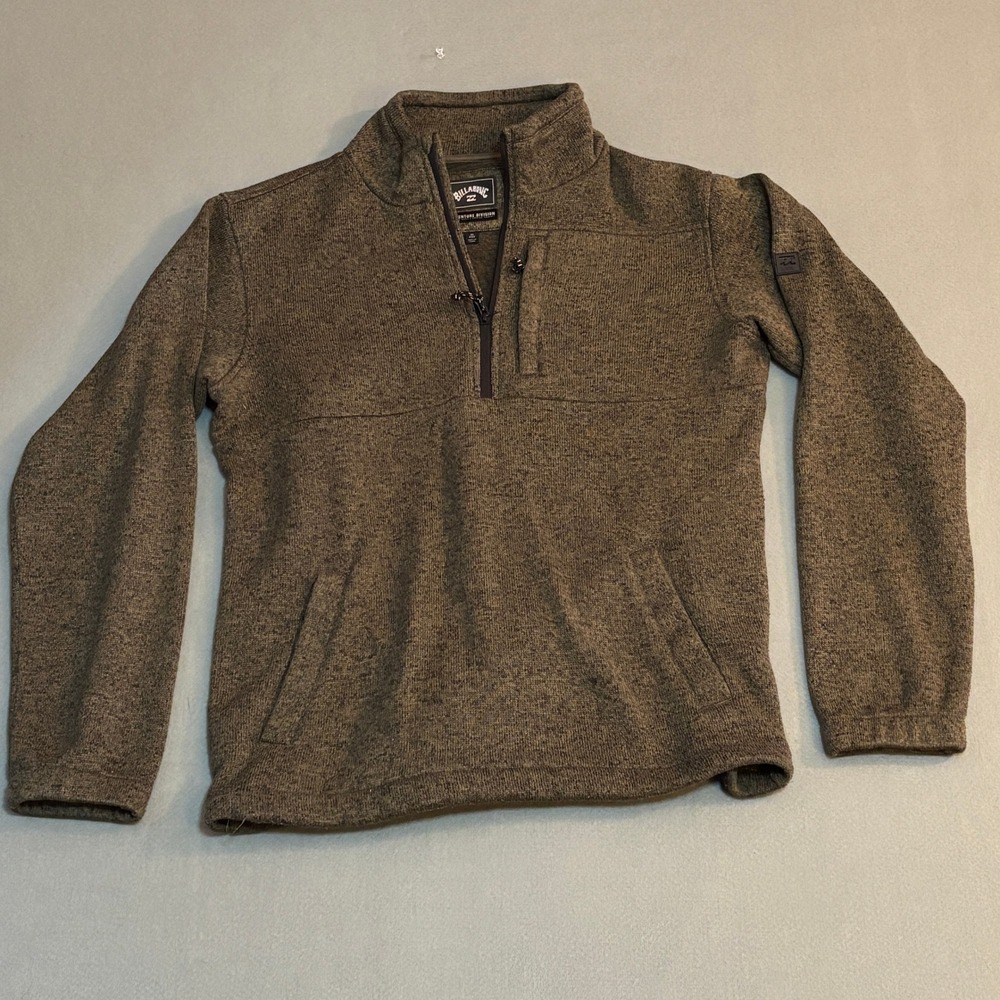 Billabong Adventure Division Mens M Quarter Zip Fleece‎ Pullover Sweater Brown